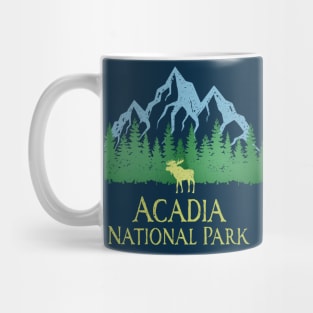 Acadia National Park Maine Mountain Trees Silhouette Moose Mug